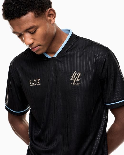 EA7 Black Soccer Technical-Jersey T-Shirt for men