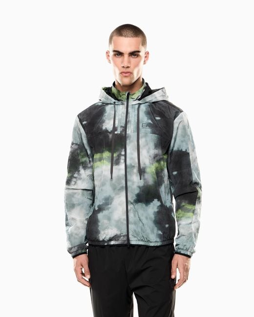 EA7 Green Dynamic Athlete Hooded Jacket for men