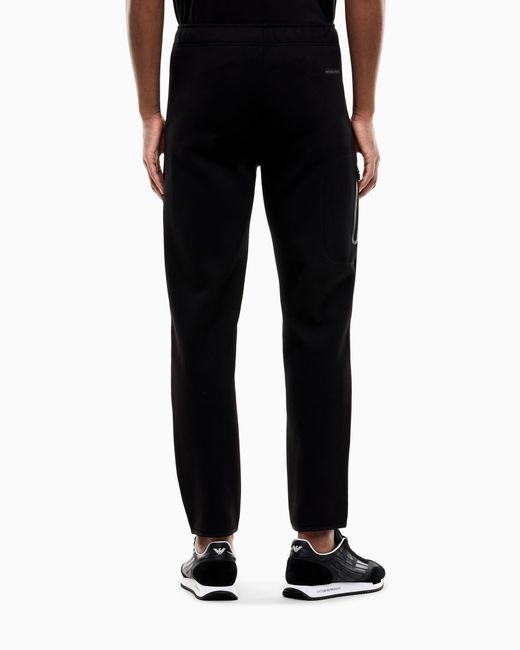 EA7 Black Slim-Fit Trousers Natural Ventus 7 Technical Cotton Jersey for men