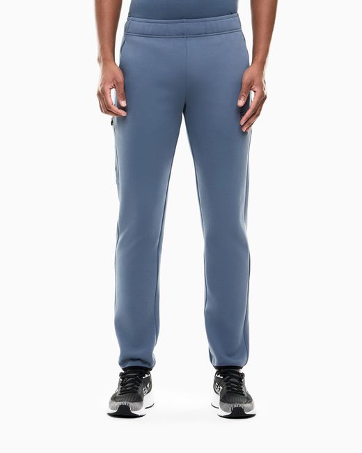 EA7 Blue Slim-Fit Trousers Natural Ventus 7 Technical Cotton Jersey for men