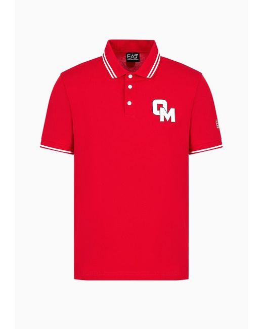 EA7 Olimpia Milano Poloshirt Aus Baumwolle in Red für Herren