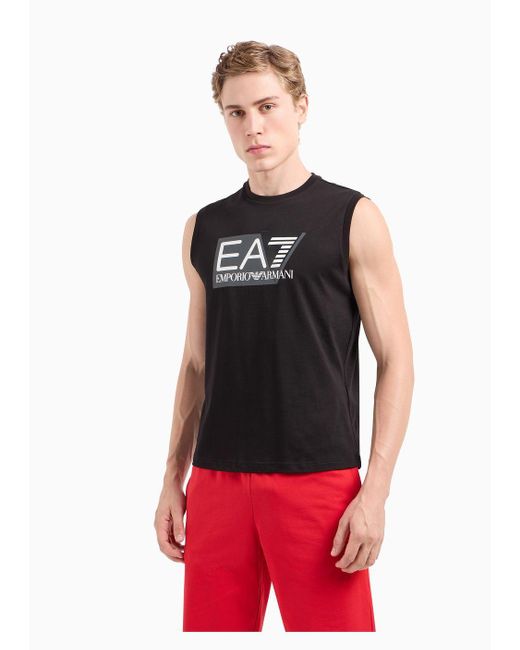 EA7 Black Lux Identity Modal-blend Crew-neck T-shirt for men