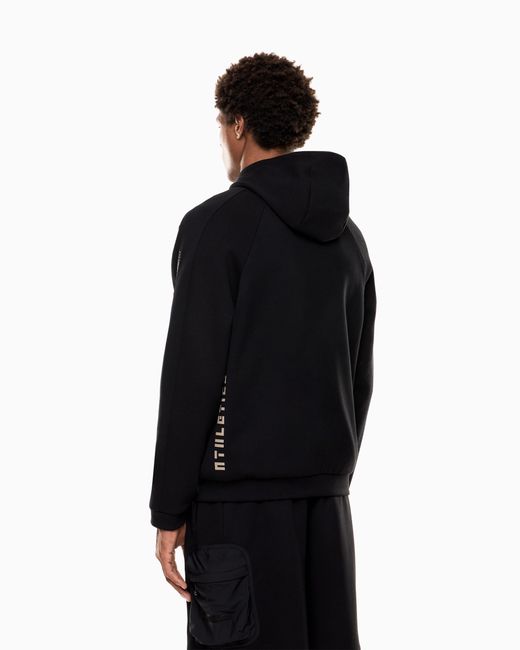 EA7 Black Cotton-Blend Hooded Sweatshirt for men