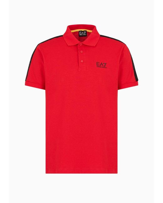 EA7 Red Logo Series Cotton Polo Shirt for men