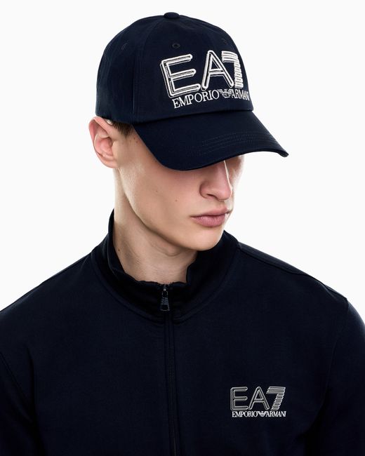 EA7 Blue Visibility Cotton Baseball Cap