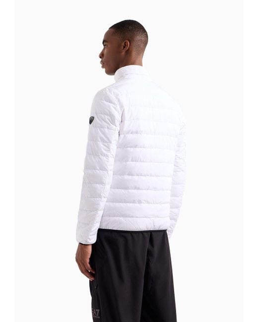 EA7 White Premium Shield Packable Puffer Jacket for men