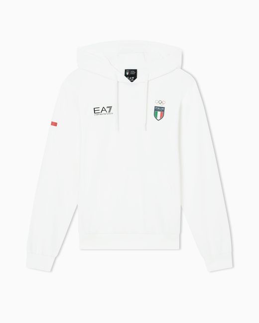 Italia Team Felpa Con Cappuccio di EA7 in White
