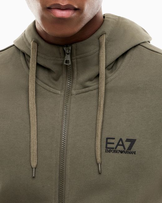 EA7 Green Regular Fit Full-Zip Hoodie Core Identity for men