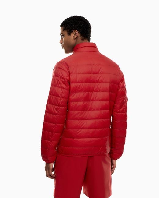 EA7 Red Packable Down Jacket With Front Zip Core Identity for men