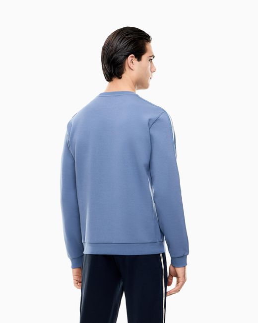 EA7 Blue Logo Series Cotton-Blend Interlock Sweatshirt for men