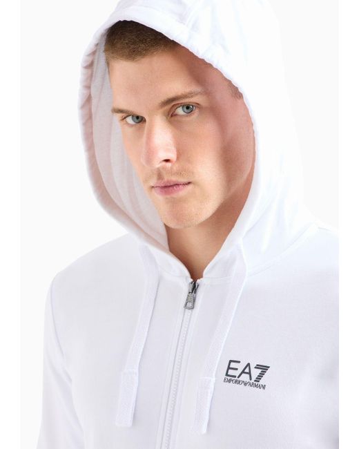 EA7 White Core Identity Hooded Sweatshirt for men