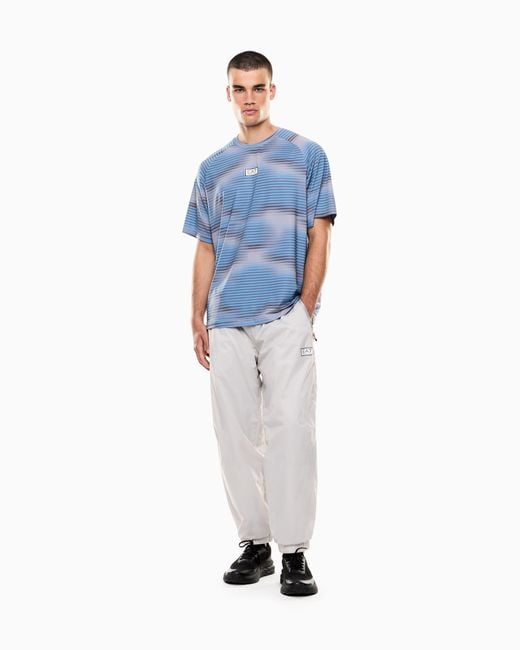 EA7 Blue Dynamic Athlete Printed T-Shirt for men