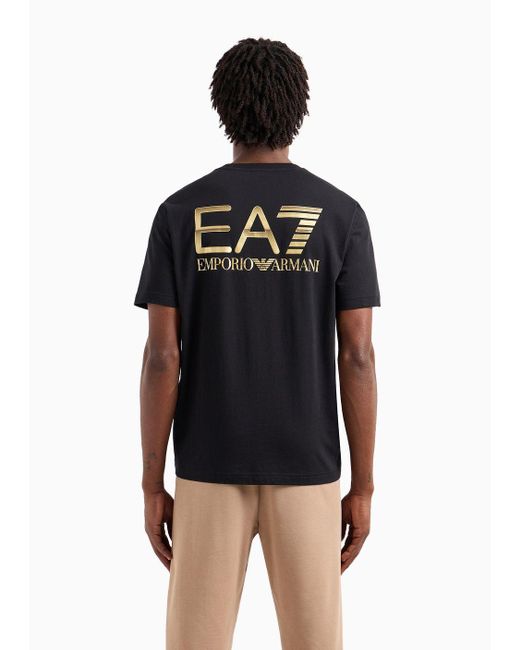 T-shirt Girocollo Logo Series In Cotone di EA7 in Black da Uomo