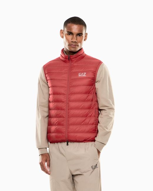 EA7 Red Packable Gilet With Zip And Down Padding Core Identity for men