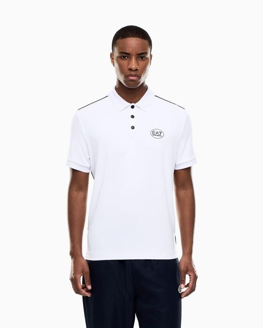 EA7 White Tennis Pro Polo Shirt for men
