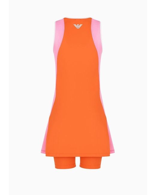 EA7 Orange Asv Tennis Pro Kleid Aus Ventus7-funktionsgewebe