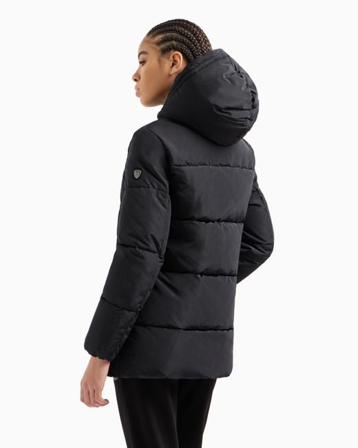 EA7 Black Asv Hooded Pea Coat