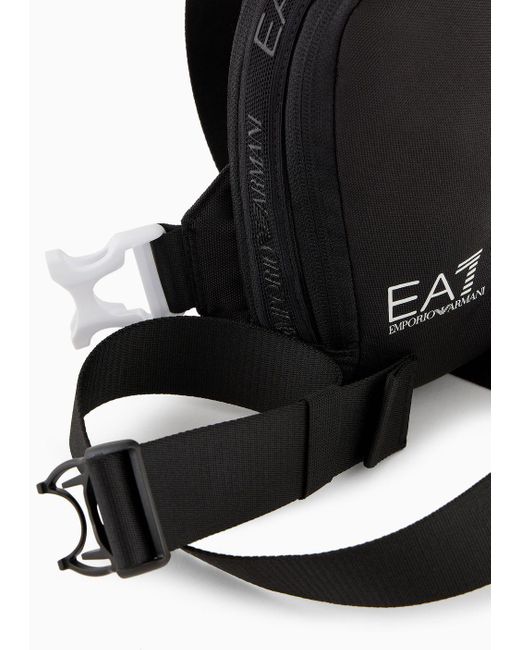 Mini Zaino Round Logo Series In Tessuto Tecnico di EA7 in Black da Uomo