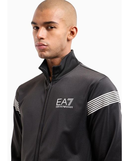 EA7 Black 7 Lines Tracksuit In Technical Fabric for men