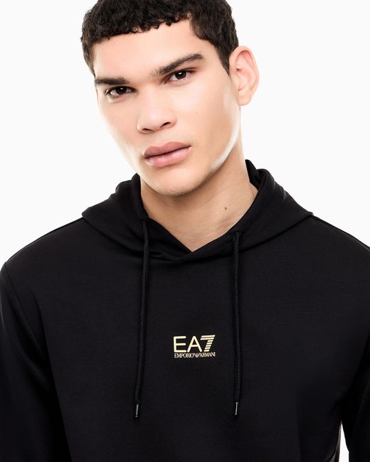 EA7 Black Cotton Business Suit With Hoodie And Joggers Core Identity for men