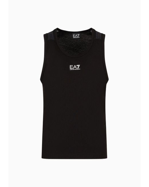 EA7 Black Core Identity Cotton Crew-neck T-shirt for men