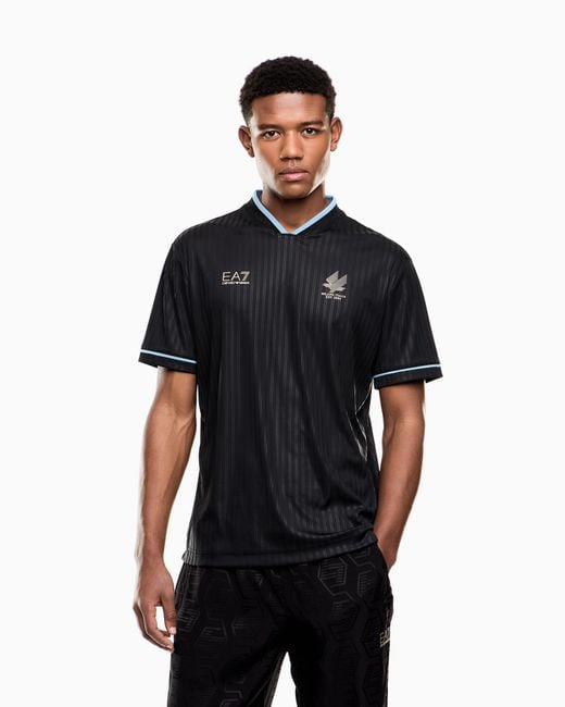 EA7 Black Soccer Technical-Jersey T-Shirt for men