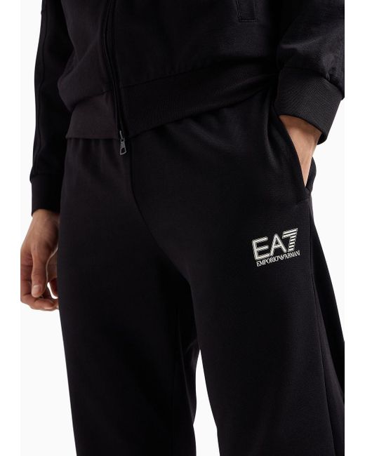 EA7 Black Visibility Cotton-jersey Jumpsuit for men