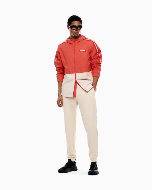EA7 Red Logo Series Nylon Hooded Jacket for men