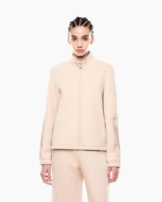 EA7 Natural Logo Series Sweatshirt Mit Reißverschluss Aus Baumwollmischgewebe