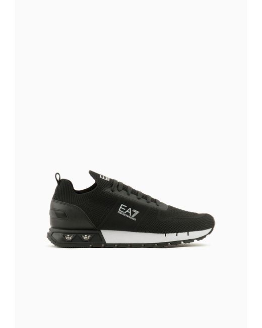 EA7 Black & White Legacy Knit Sneaker