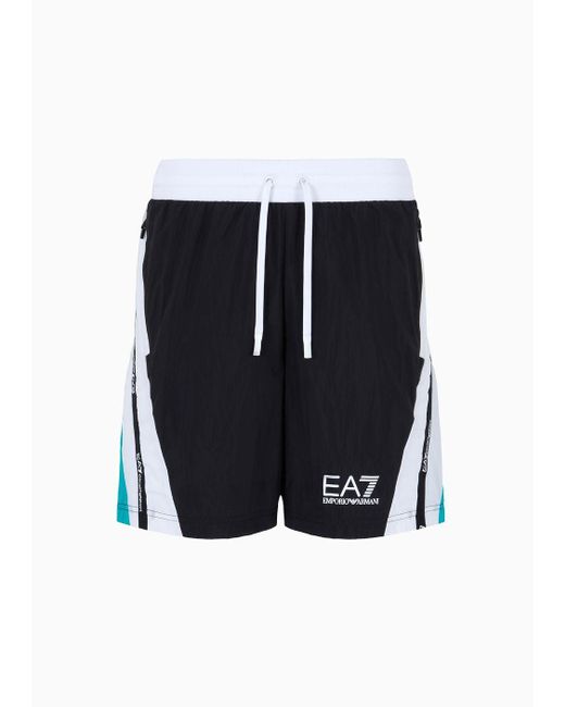 EA7 Asv Tennis Club Shorts Aus Recyceltem Stoff in Black für Herren