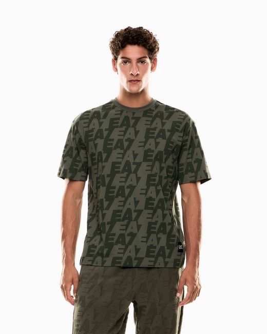 EA7 Green Asv Logo Series Organic-Cotton Crew-Neck T-Shirt for men