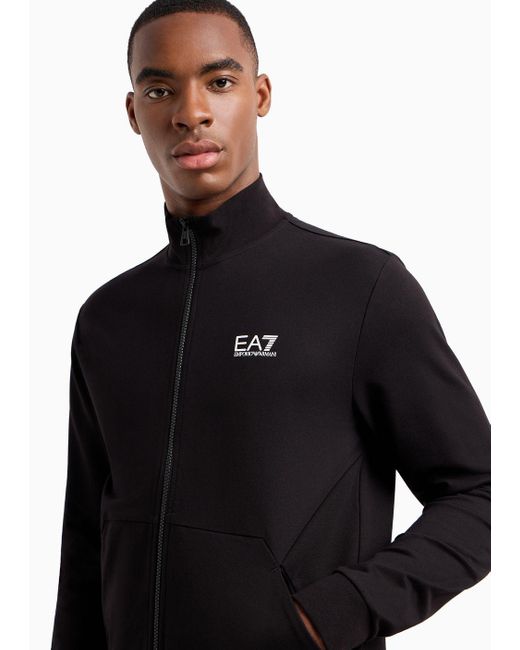 EA7 Visibility Sweatshirt Mit Reißverschluss Aus Baumwolle in Black für Herren