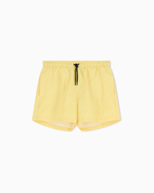 EA7 Yellow Graphic Series Swim Trunks With Monogram Print for men