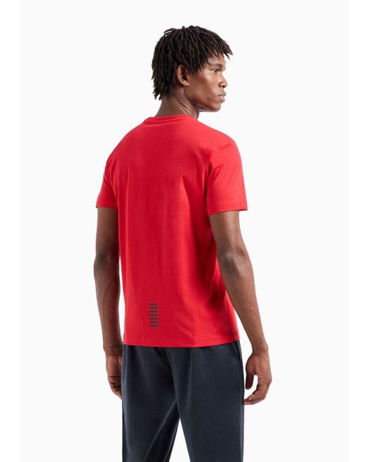 EA7 Red Pima Cotton Core Identity T-shirt for men