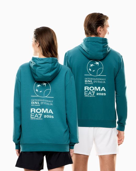 EA7 Blue Italian Open Stretch-Cotton Sweatshirt for men