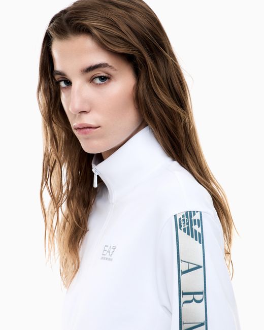 EA7 White Dynamic Athlete Zip-Up Sweatshirt