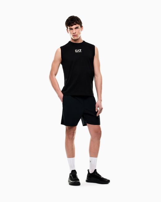 EA7 Black Graphic Series Cotton-Jersey Tank Top for men