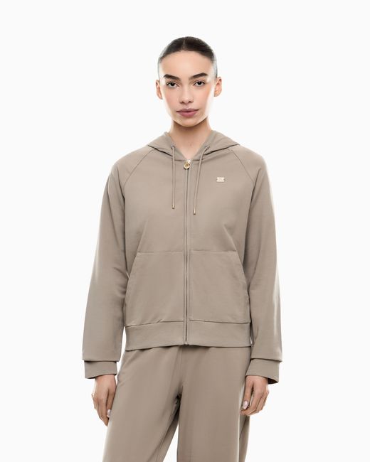 EA7 Natural Logo Sweatshirt With Zip And Drawstring Hood Core Lady