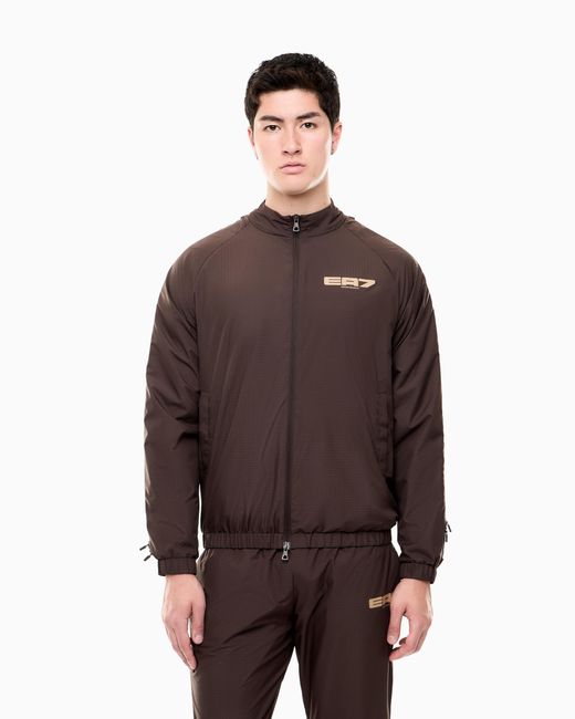 EA7 Brown Oversized Sweatshirt Graphic Series With Full Zip for men