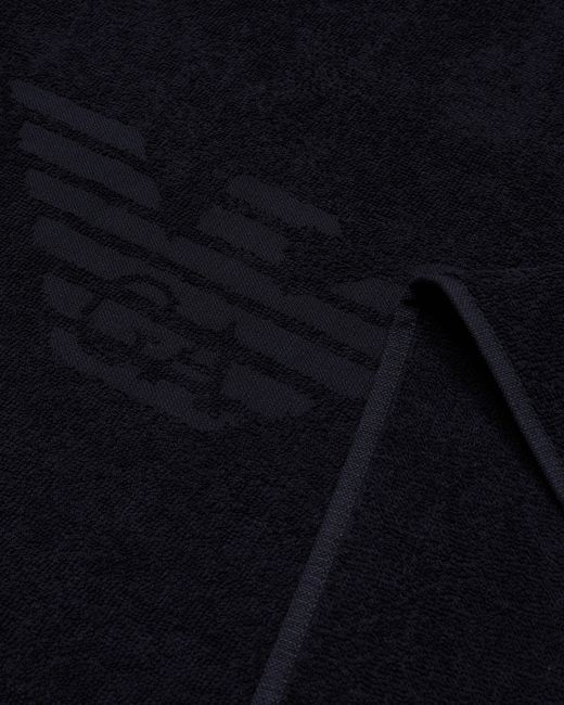 EA7 Black Cotton Beach Towel With Logo