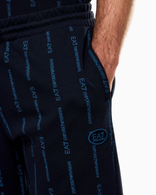 EA7 Blue Graphic Series Cotton-Blend Joggers for men