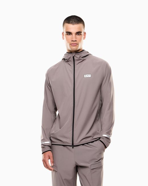 EA7 Brown Dynamic Athlete Zip-Up Sweatshirt for men