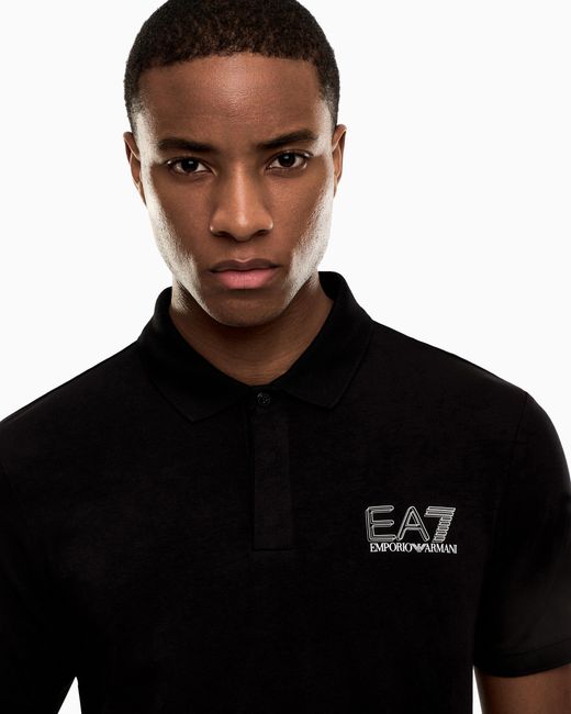 EA7 Black Visibility Cotton Jersey T-Shirt for men