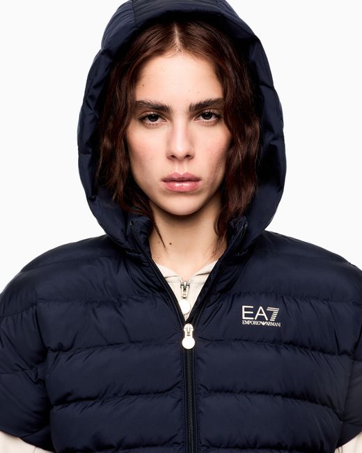 EA7 Blue Bomber Jacket Core Lady Light Eco Padding Regular Fit