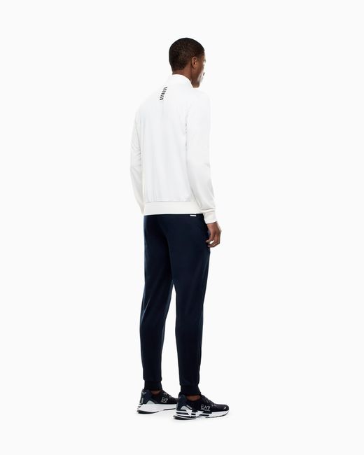 EA7 White Technical-Fabric Core Identity Tracksuit for men
