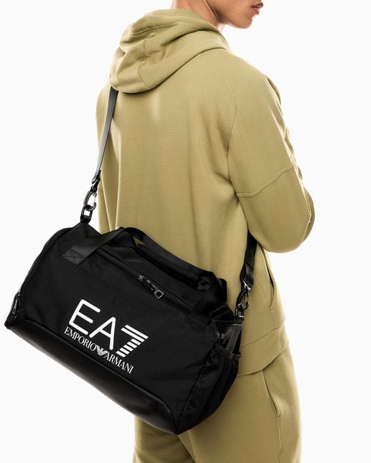 EA7 Black Train Core Small Gym Bag With Oversized Logo