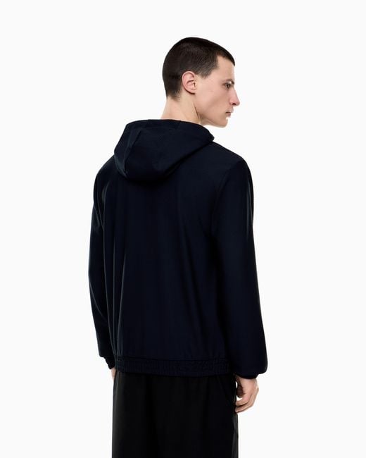 EA7 Blue Premium Label Technical Fabric Hooded Sweatshirt for men