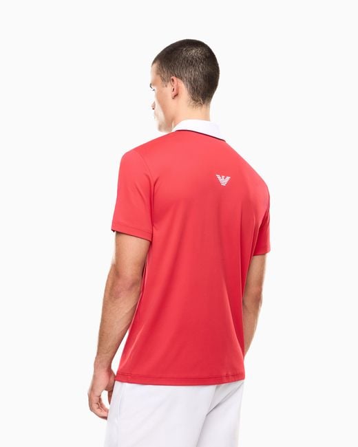 EA7 Red Tennis Pro Zip-Up Polo Shirt for men
