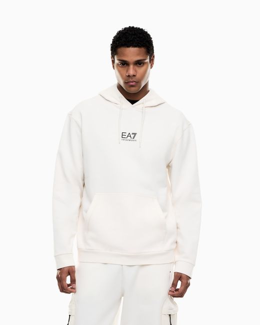 EA7 White Graphic Series Cotton Jersey Hooded Sweatshirt for men